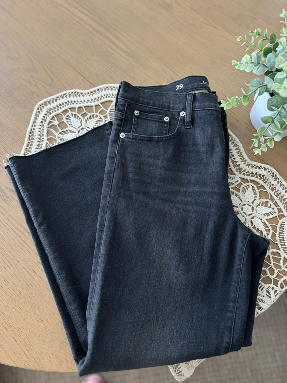 J.Crew ’03 Kickout Black Wash Raw Hem Flare Jeans Size 29